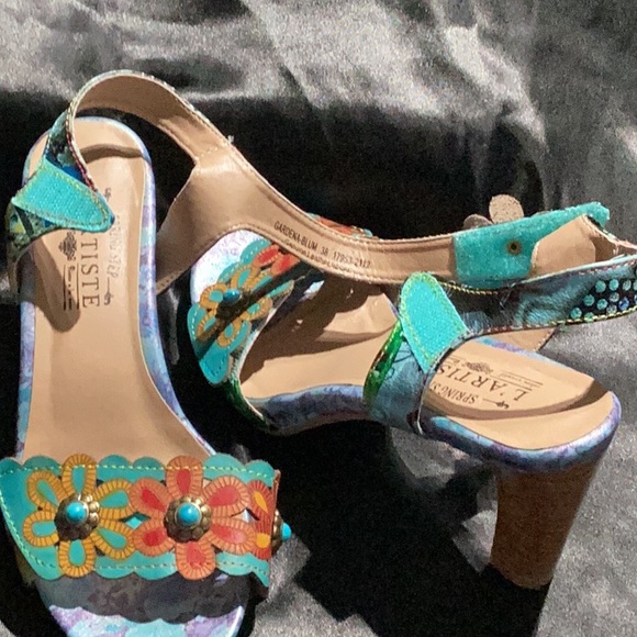 Women’s L’Artiste sandals size 8/38 multi color blue and green - Picture 5 of 7